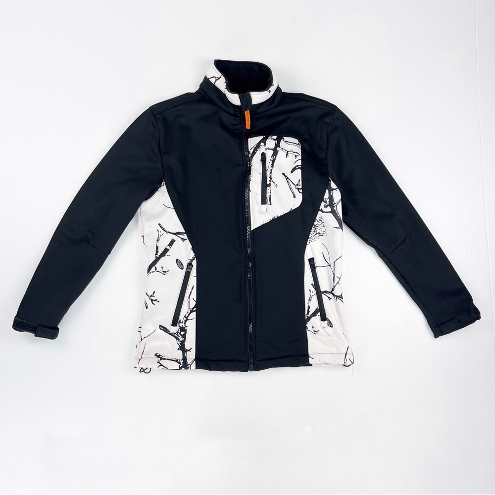 Trail Crest Outdoor Hiking Black White Full Zip Polyester Long Sleeve Jacket Top